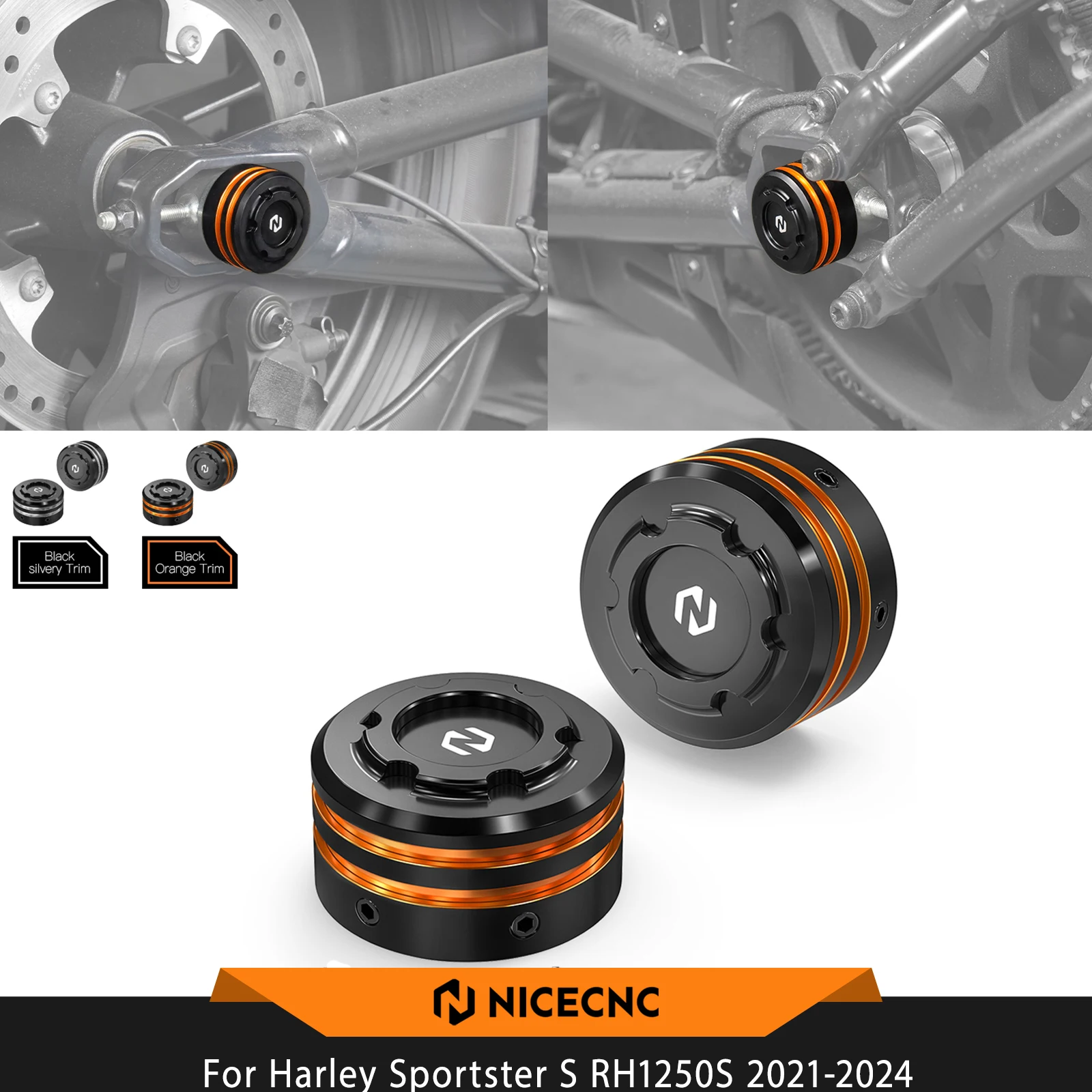 

NICECNC Rear Axle Nut Covers For Harley Sportster S RH1250S 2021-2024 Pan America 1250 /Special RA1250S CVO Pan America RA1250SE