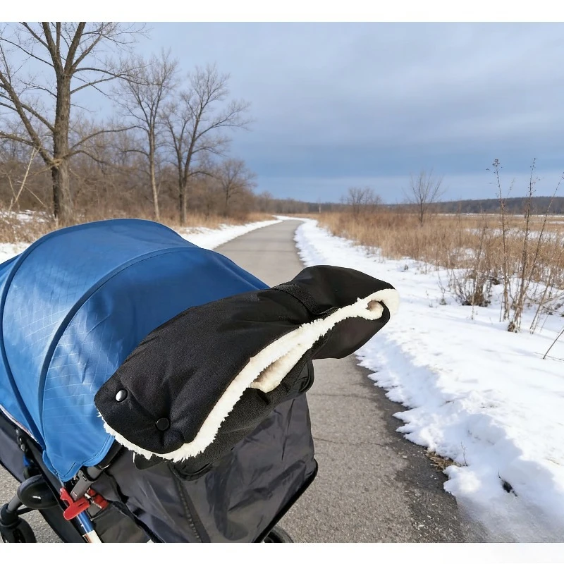 Winter Baby Stroller Gloves Windproof Warm Hand Muffs Oxford Cloth with Lamb Fleece