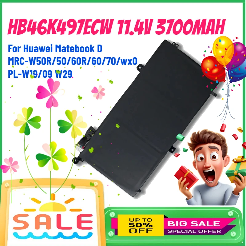 

HB46K497ECW 11.4V 3700mAh Laptop Battery for Huawei Matebook D MRC-W50R/50/60R/60/70/wx0 PL-W19/09 W29 Lithium Battery