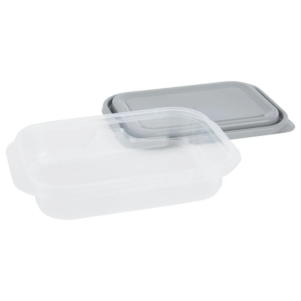 EveryWare Rectangle Food Storage Containers - 4 Cups - 6pcs/3ct - Gray: Leak-Resistant, 3 Containers With Lids