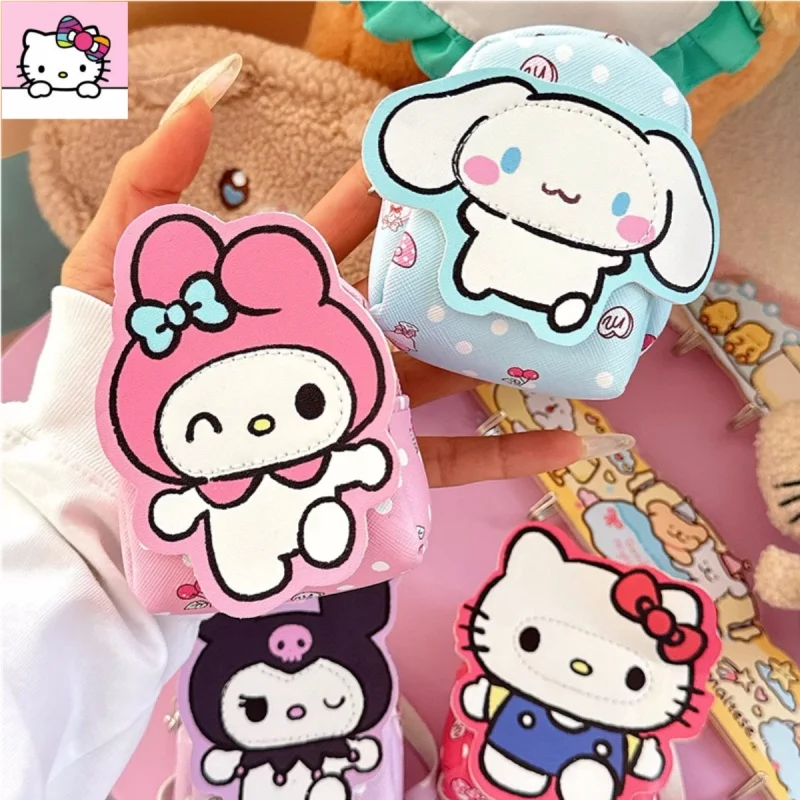 Saco bonito da escola Olá Kitty, Kawaii PU pequeno Coin Purse, meu estilo melodia, Keychain Bag, Headphone Bag, My Melody, Sanrio