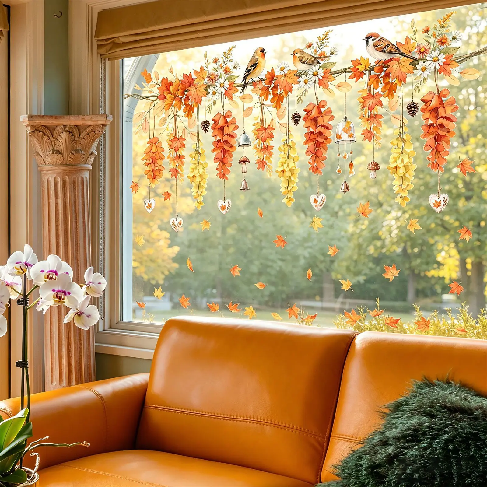 Reusable Double-Sided Autumn Window Clings for Glass Panes Doors and Shopfronts Static Adhesion No No Glue Required