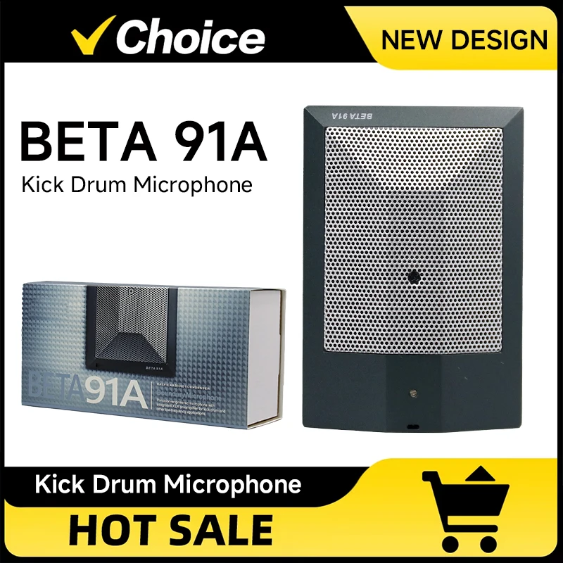 Beta 91A Professional Cardioid Subminiature Microphone for Bass Drum Floor Tom Kick Drum High Quality Sound