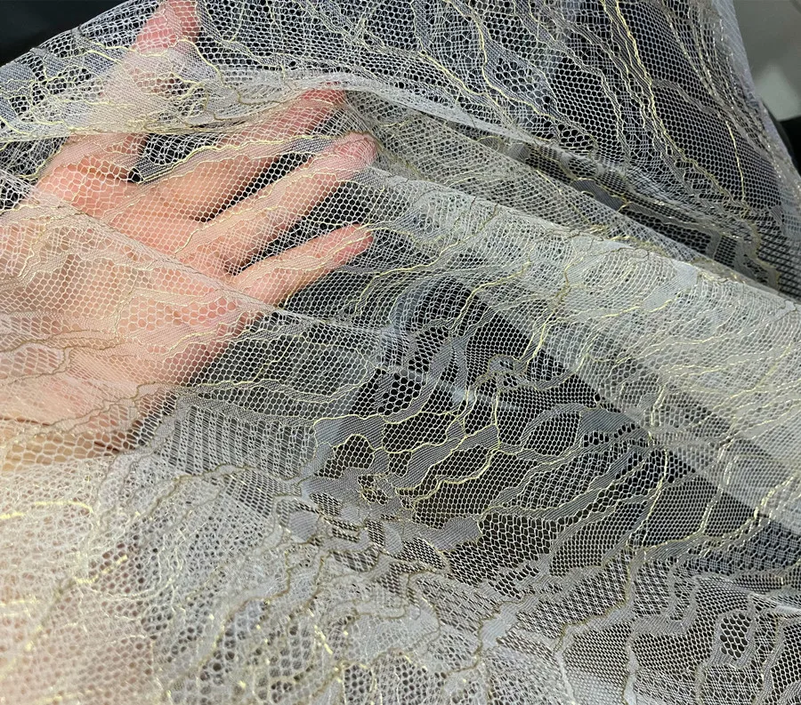 Thread Embroidery Lace Mesh Transparent Fabric Draping for Wedding Dress DIY Accessories Fabric