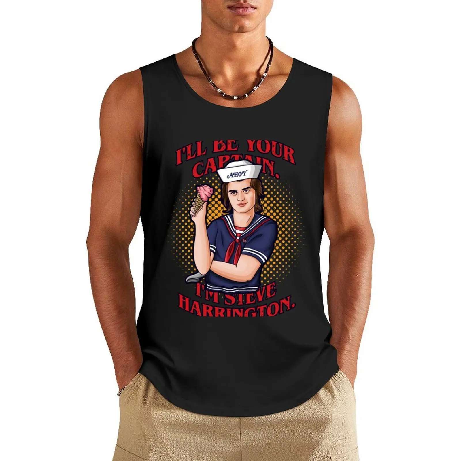 

I'll be your captain. I'm Steve Harrington Tank Top gym shirt man sleeveless gym shirt man fitness