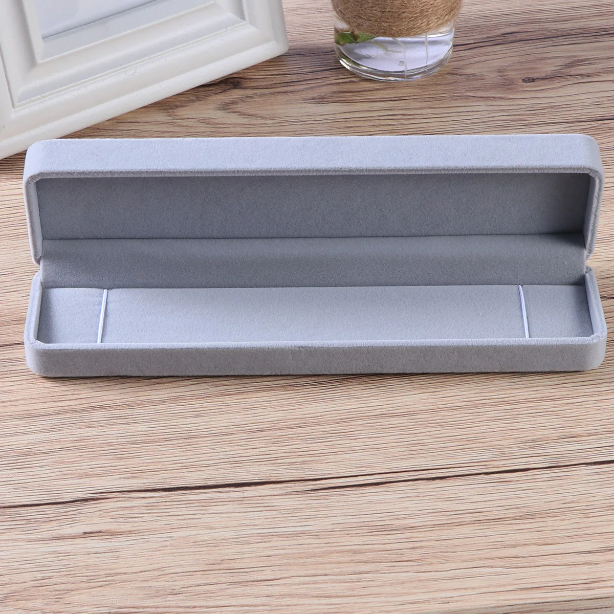 

Metal Jewelry Storage Organizer Box Necklace Watch Bracelet Earring Display Gift For Birthday Anniversary Christmas Grey