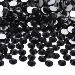 SS6-SS20 Black Series Glass Round Clear Rhinestones Flatbase Nail Art Crystal Strass Clothes Wedding Dress Decoration Diamond