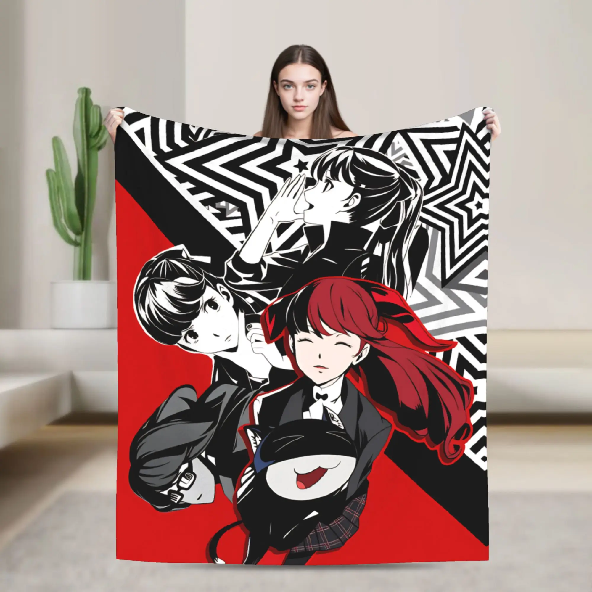 Soft Warm Blanket Picnic Animated Game P- Persona 5 Bedding Throws  Flannel Bedspread For Couch Chair Aesthetic Sofa Bed Cover