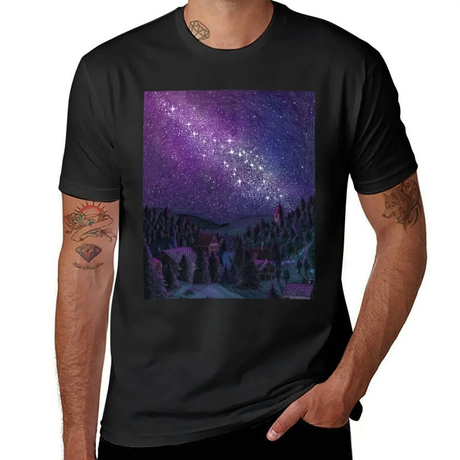 Sleeping Under the Milky Way T-Shirt customs vintage Aesthetic clothing workout shirts for men