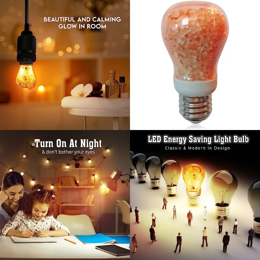 

Natural Pink Salt LED Light Bulb, Warm Amber Glow - 60 Watt Equivalent light Bulb, Dimmable, E26 Edison light bulb for Homes, D