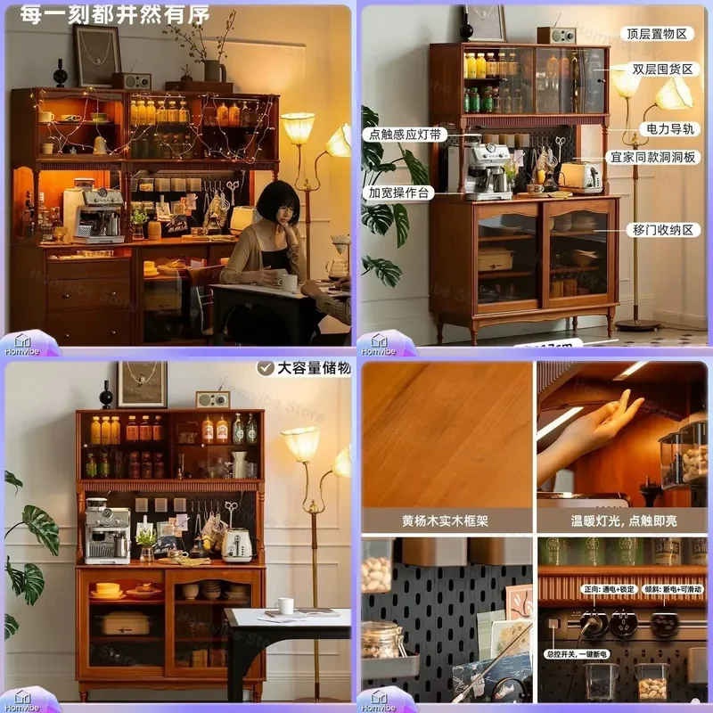 Solid Wood Sideboard Cabinet Large Storage Cupboard Living Room Buffet Server Modern Tea Bar Console Table Wide Wardrobe