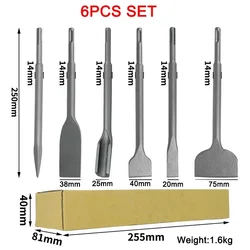 Chowmaster Chisel Set SDS Plus Shank Electric Hammer Drill Bit Point Groove Flat Chisel Masonry Tools for Concrete Brick Wall