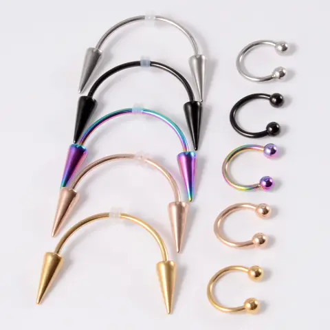 CHUANCI सर्जिकल स्टील 2 पीस/लॉट स्माइली स्माइल लिप नेल पियर्सिंग टूथ नेल सी-शेप स्पाइक लिप्स हूप रिंग्स वैम्पायर टीथ डेकोर 10 best sales स्माइली पियर्सिंग आभूषण - №7