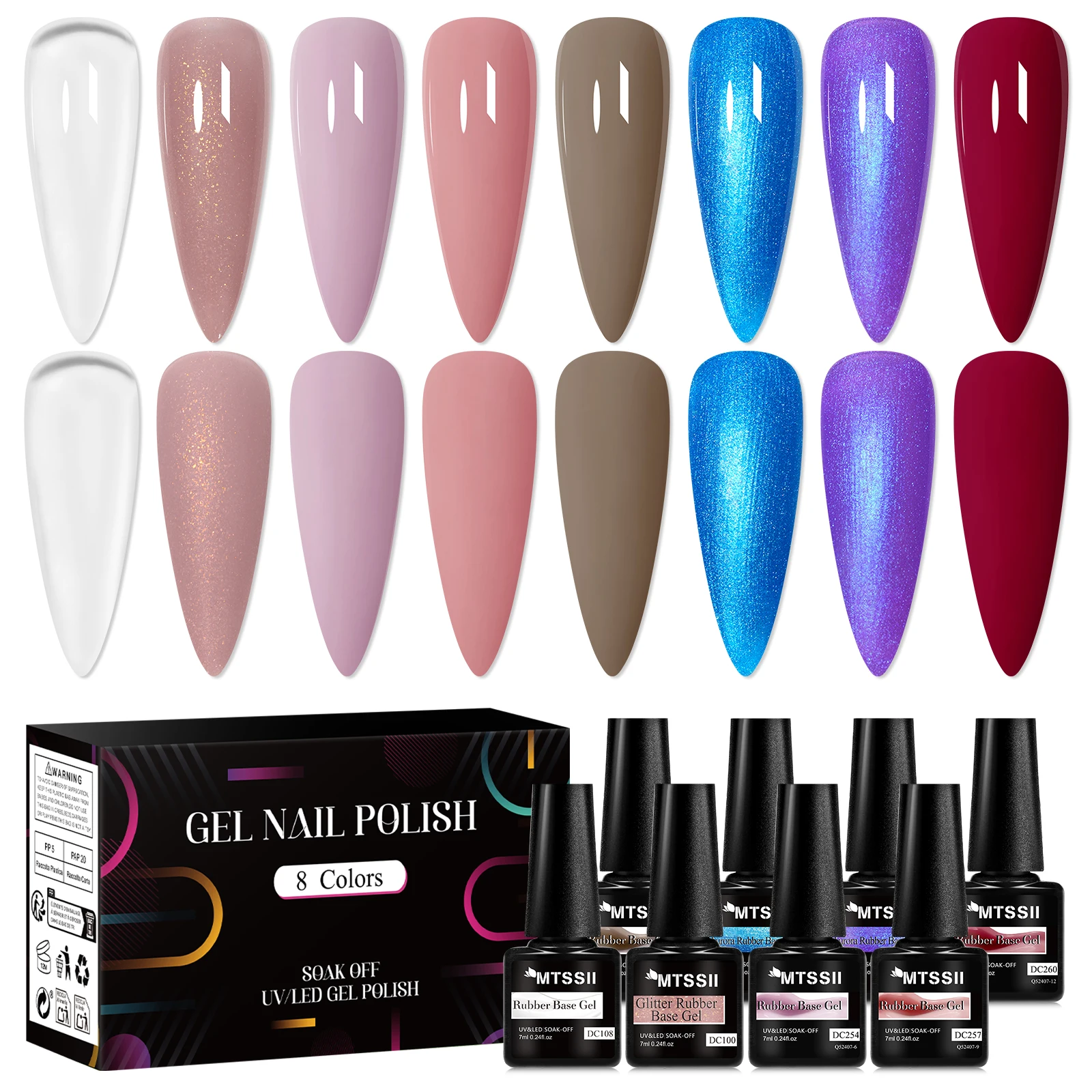 Kit de Base de Gel de goma desnuda, 8 colores, sin TPO HEMA, LED UV semipermanente, arte de uñas para principiantes, diseño de manicura DIY