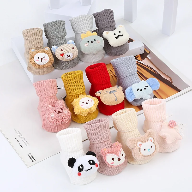 Autumn Baby Girls Socks Newborn Cute Cartoon Animal Baby Socks Infant Baby Boy Socks Anti Slip Soft Cotton Floor Sock