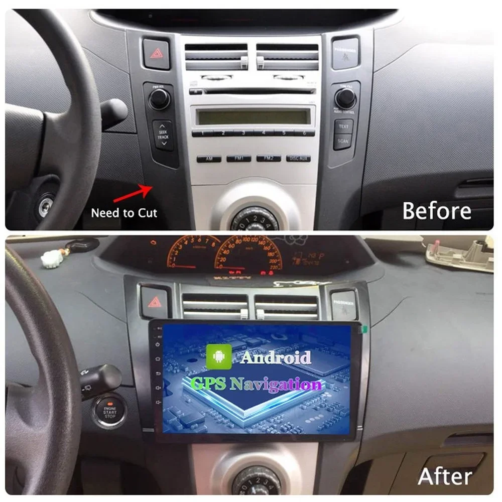 Android Auto Radio Stereo For TOYOTA YARIS 2008-2011 Car GPS Navigation With Wifi 4G Mirror Link Backup Camera Support DVR