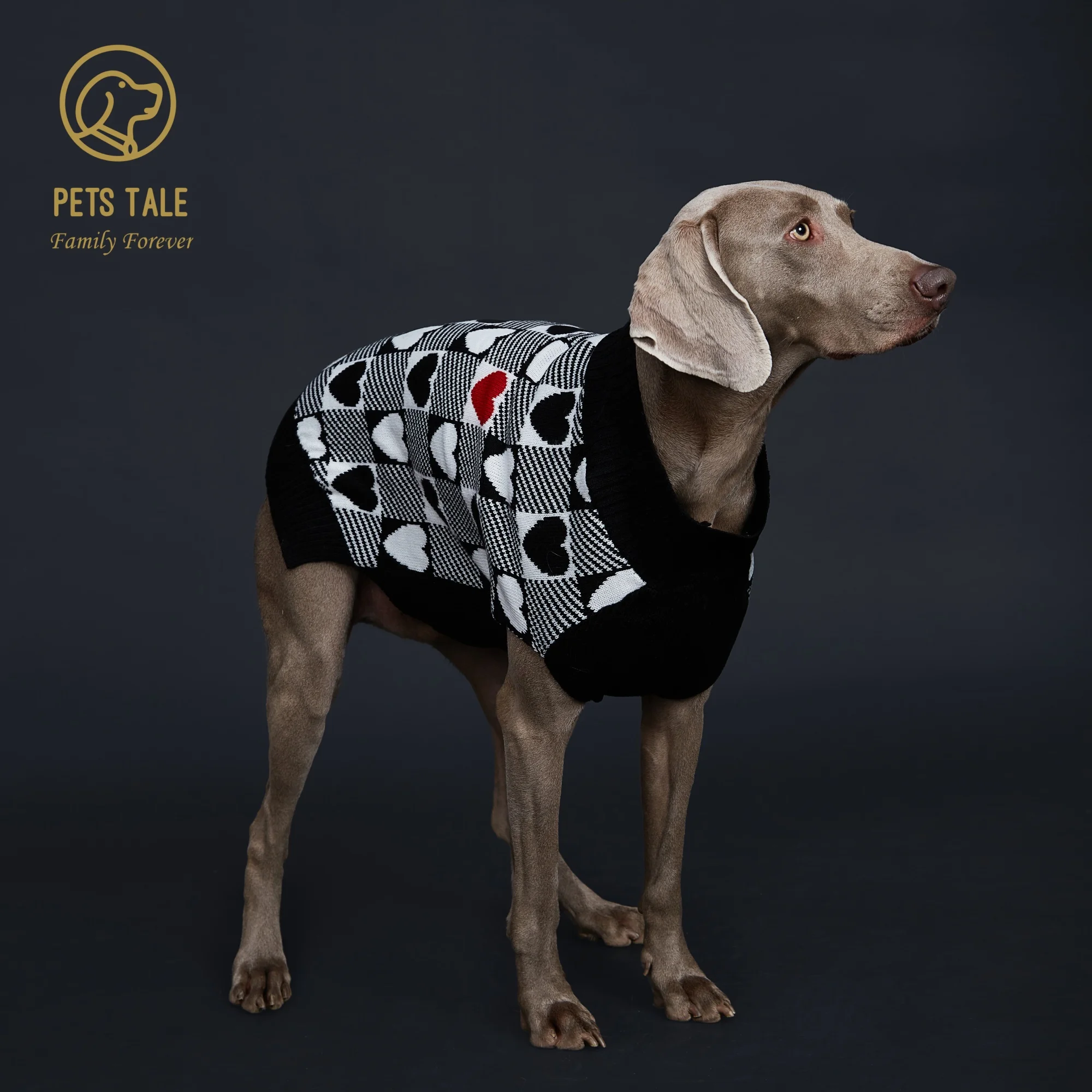 Buffalo Check Herz Strickpullover Für Hunde Mit D-ring Öffnung_voghion.com