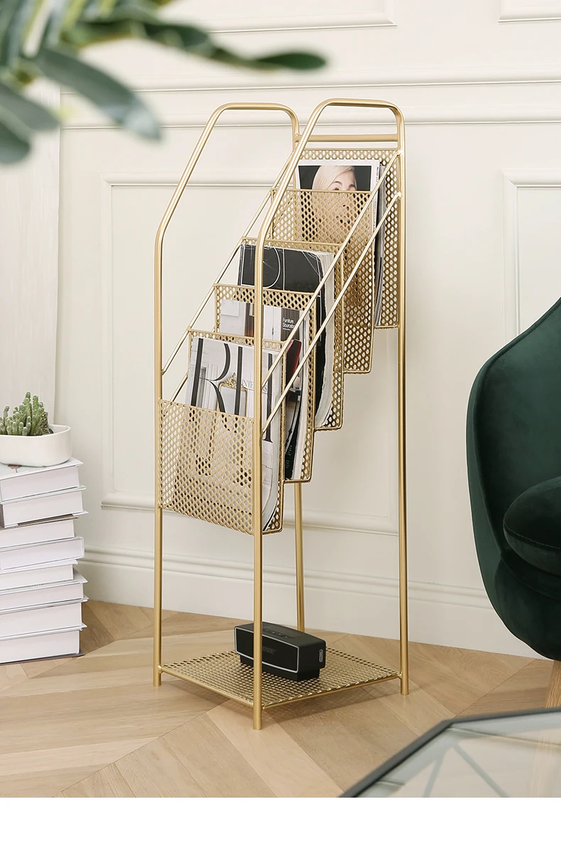 Zqnordic錬鉄製マガジンラック画像ブックラック新聞棚床リビングルーム