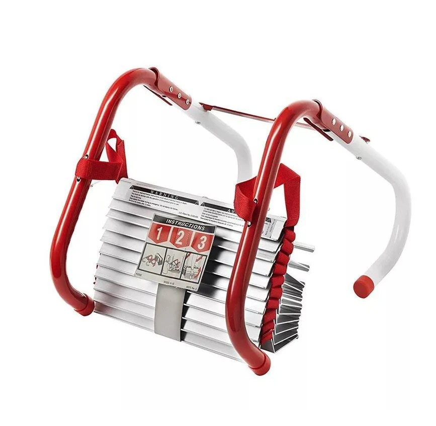 Fire escape ladder 2 floors with non-slip steps portable emergency escape ladder rack