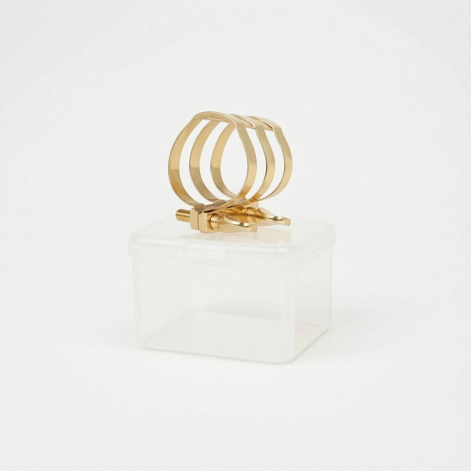 Alto Sax Ligature with Box Gold-Colored Alto Saxophone Mouthpiece Ligature Cane Strip Fastener Compact Clamp Portable