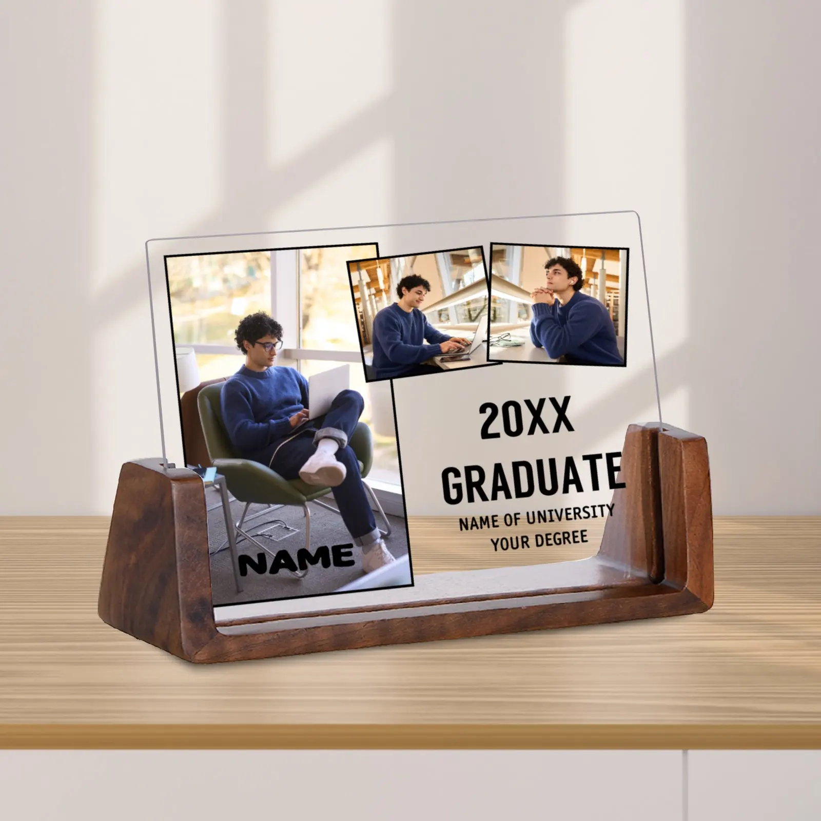 Personalized 4 Photos Collage Acrylic Frame Class of 2024 Graduation Gift Picture Frame for Friend Boy Girl University Graduates