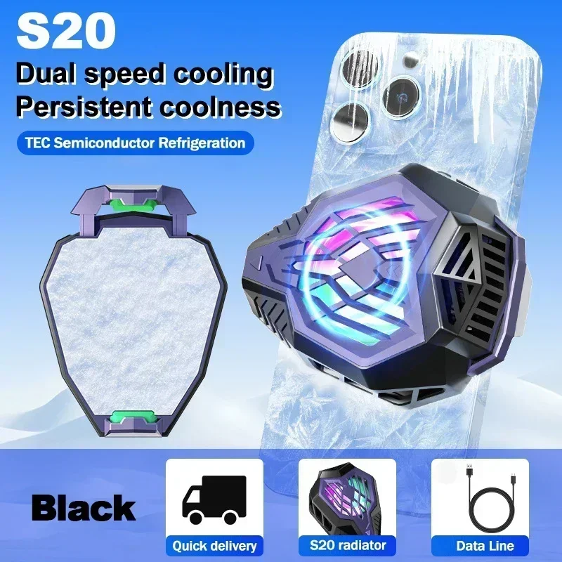 

S20 Mobile Phone Cooler Back-clip Semiconductor Fast Cooling Fan Radiator for IOS Android PUBG Game Accessories Heat Dissipator