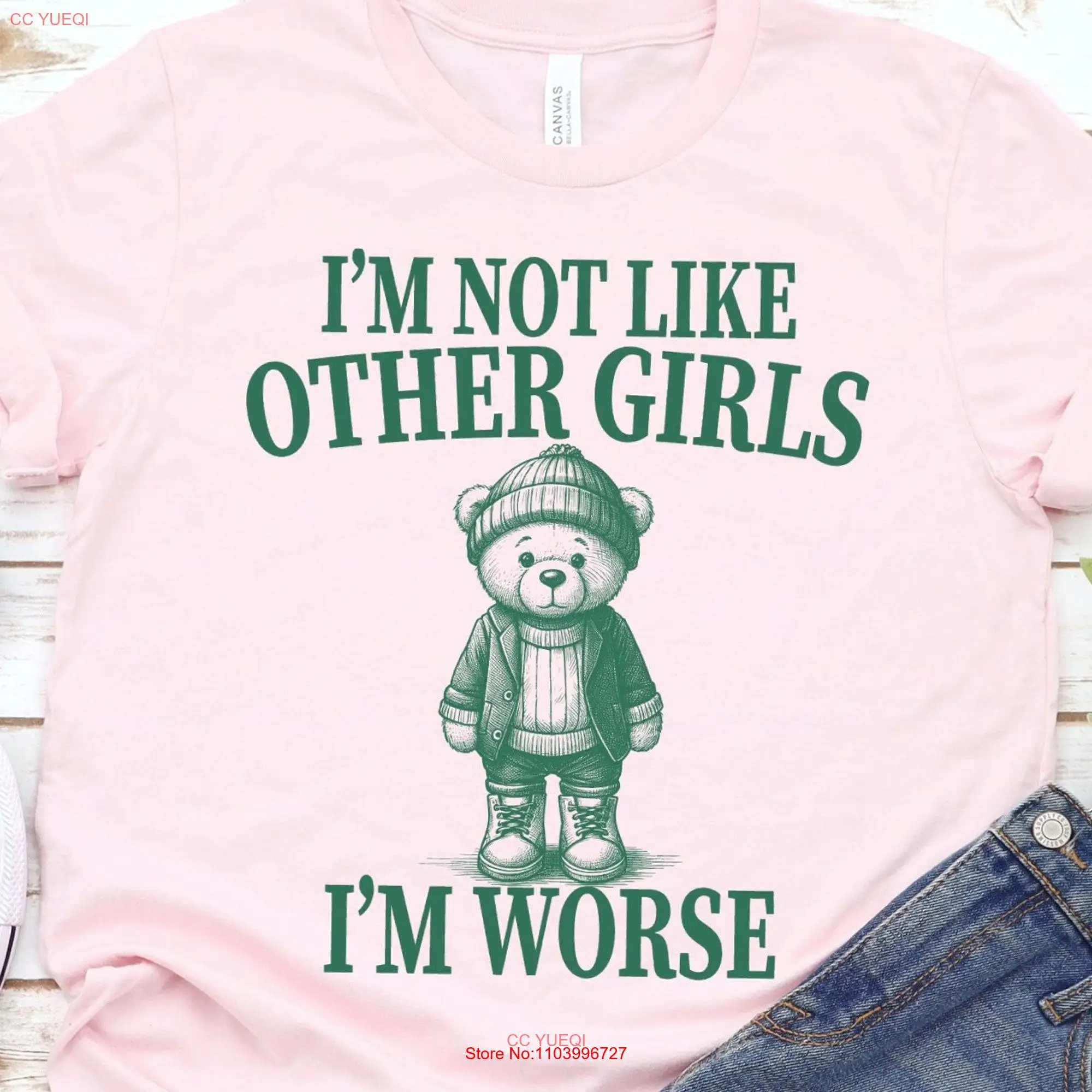 Я не похожа на другие футболки для девочек, забавный мем, саркастический Странный Медведь, длинные или Короткие рукава