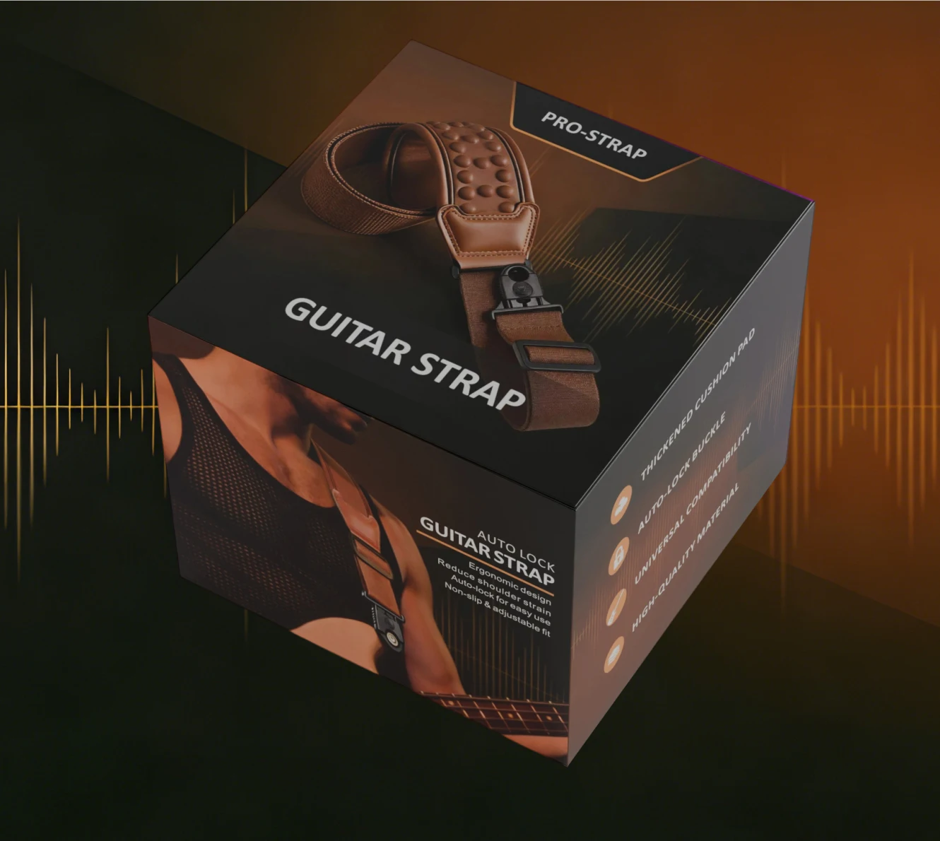 Auto-Lock Gitarrengurt, Verstellbare Gurte mit Verdicktem Polster für Akustik- und E-Gitarren/ Bassgitarrengurt – Detail 9