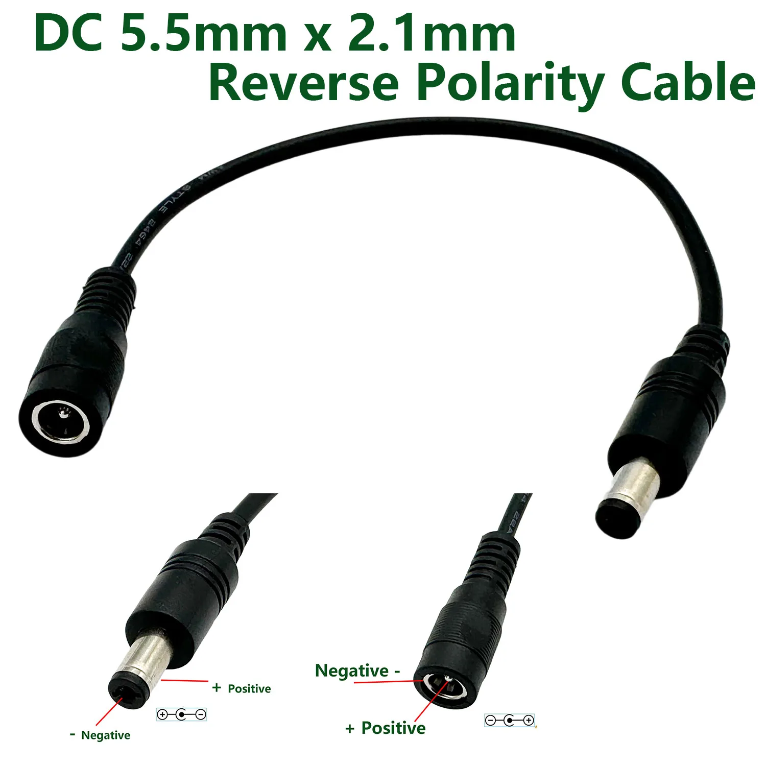 1pc Reverse Polarity Power Converter Cable DC 5.5mm x 2.1mm for Keyboard Guitar Piano Effect Pedals Speaker Radio
