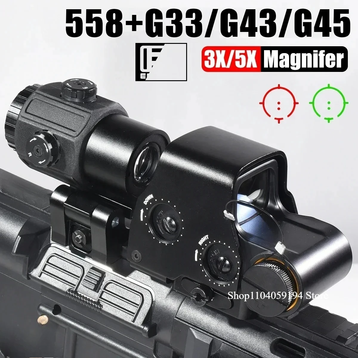 Eot-ch 558 Holographic Collimator Red Dot Sight G43/G33 3X G45 5X Magnifier Airsoft Equipments Hunting W/20mm Mount& QD Lever