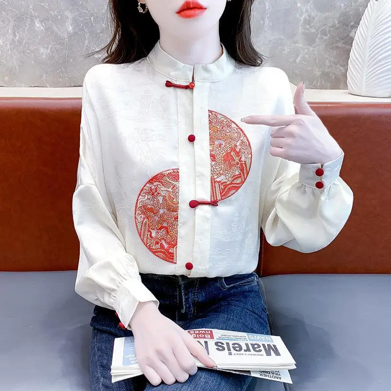 2024 Autumn/Winter Women's Casual Fashion Elegant Commuting New Chinese Style Embroidery Retro Horse Face Skirt with Shirt Top