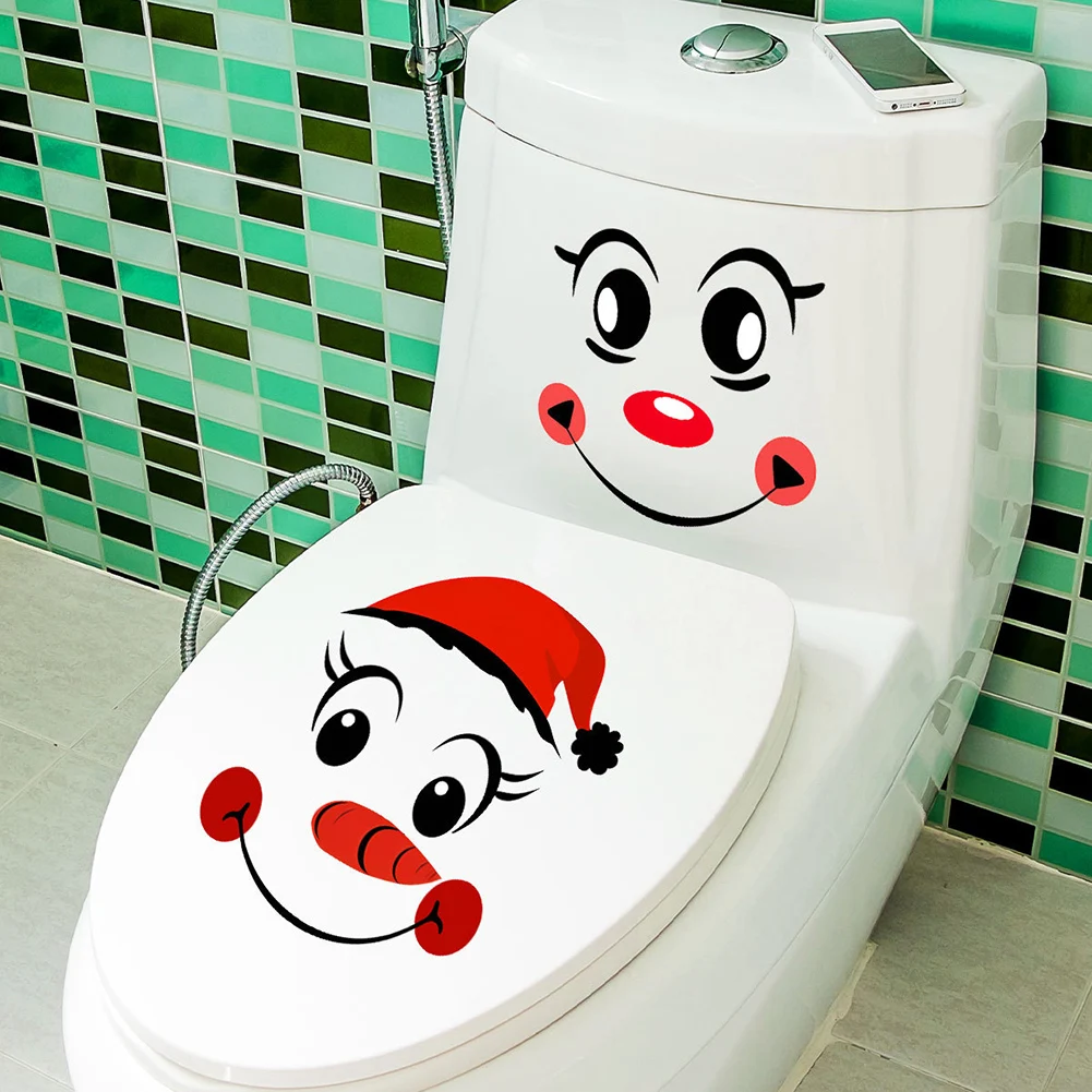 Christmas Elements Snowman Expressions Mirror Stickers for Holiday Home Decoration Double Sided PVC Material Easy Use