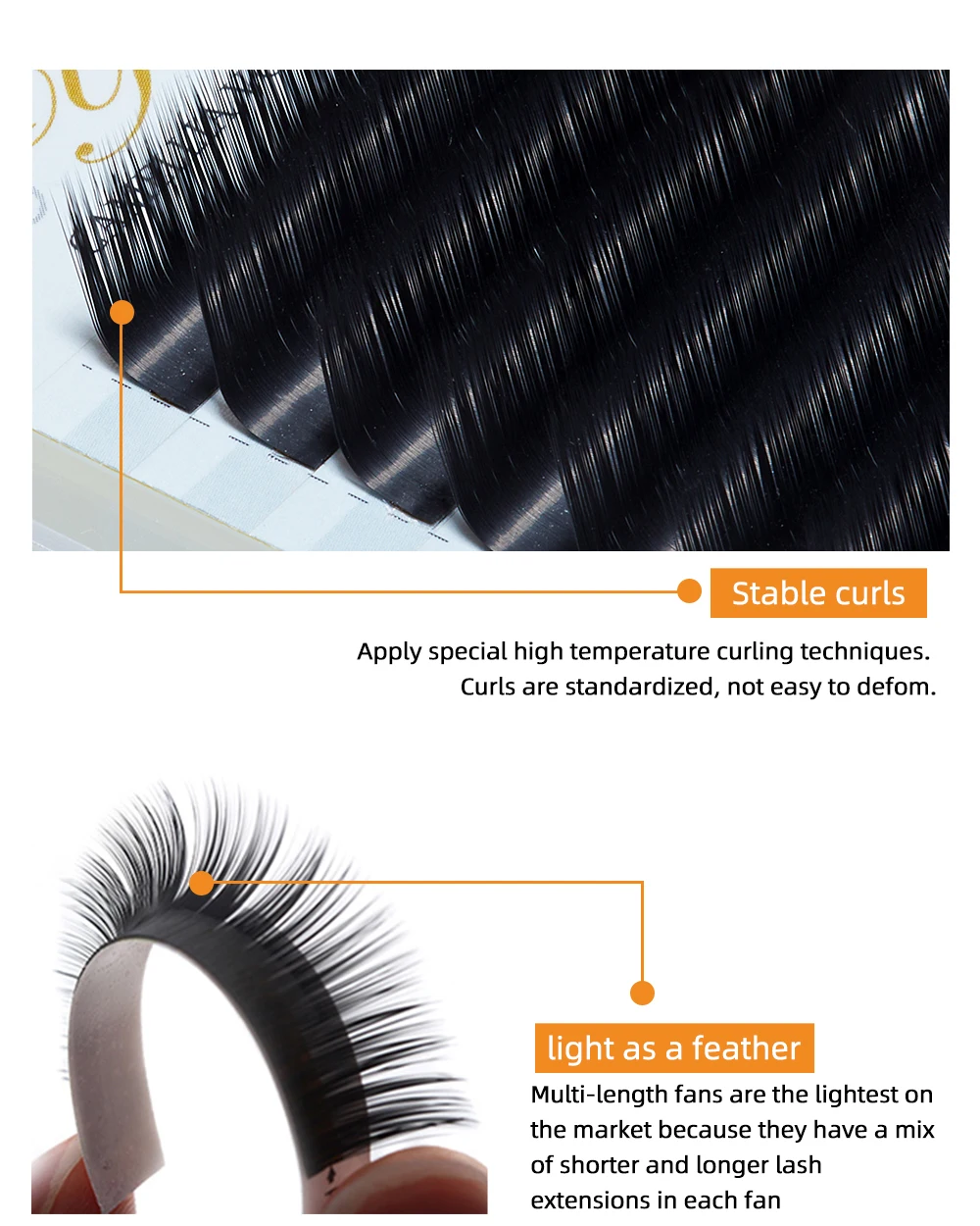 Yelix Camellia Mehrfachlängen-Wimpernverlängerungen Leichtgewichtiger Natürlicher Look Weiches Volumen Gestaffelte Falsche Wimpern Effekt-Mix-Tray – Detail 6