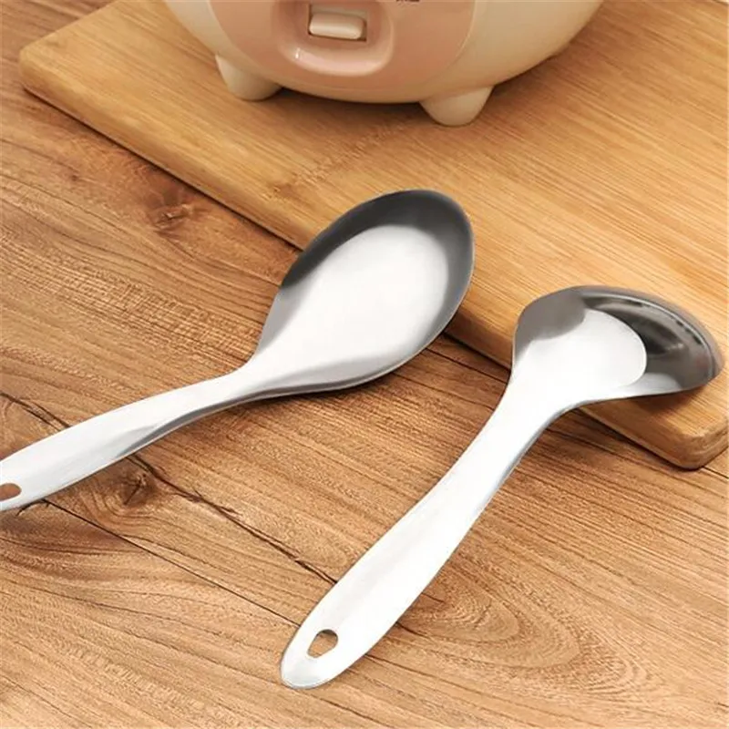 High Quality Durable 304 Stainless Steel Large Rice Soup Serving Spoon Kitchen Tool Kitchen Tableware Spoons