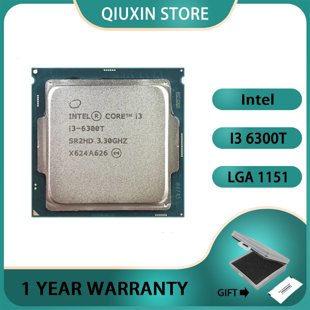 CPU 3.3 GHz Dual-Core Quad-Thread  LGA 1151,Intel Core i3-6300T i3 6300T Processor 4M 35W