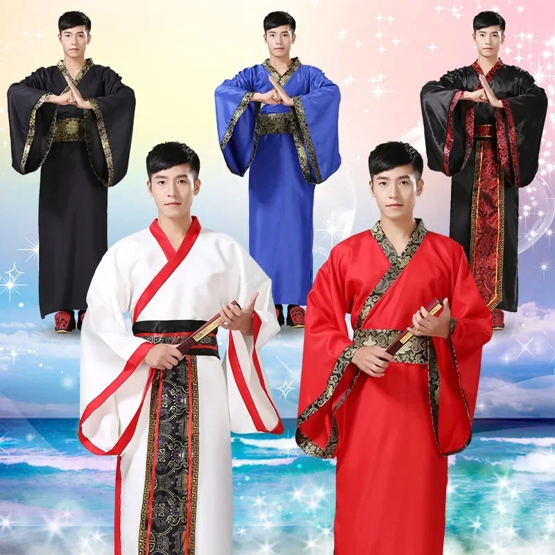 

Men's Hanfu Official Costume For Han Dynasty Noblemen Scholars Straight Deep Dress Pleated Skirt