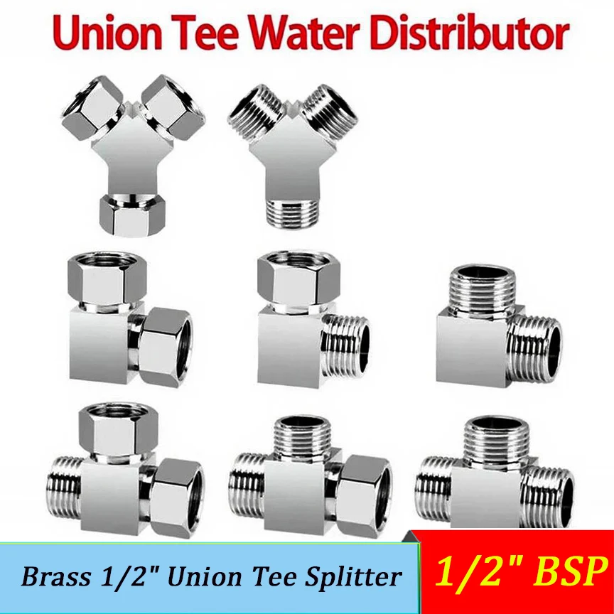 

Brass 1/2" Union Tee Splitter 1x2 Heavy Wall | Water Distributor for Faucet/Irrigation/Filter | Leakproof Fitting