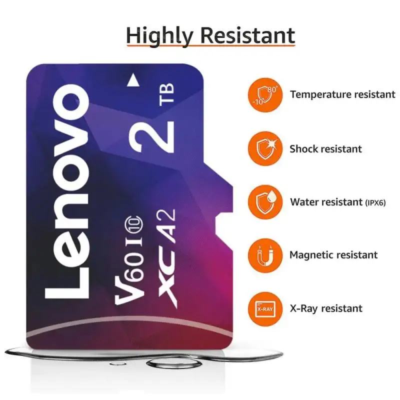 Lenovo การ์ดหน่วยความจำ SD 2TB 128GB 512GB Micro TF SD Card 64GB 256GB 1TB sd/tf การ์ดหน่วยความจำแฟลชสำหรับโทรศัพท์กล้อง Ps4พร้อมอะแดปเตอร์