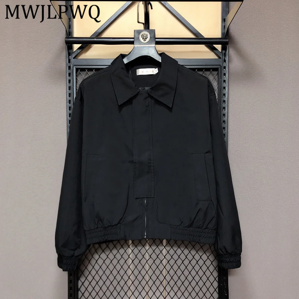 

MWJLPWQ New Spring Autumn Men's Solid Color Jacket Turn-Down Collar Simple Versatile Casual Loose Fit High-End Short Coats 15463