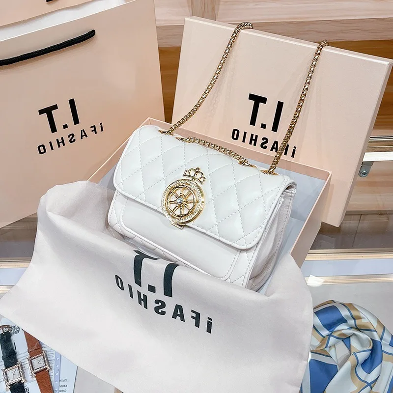 

New summer small fragrance diamond grid chain bag, fashionable and versatile leather shoulder crossbody bag