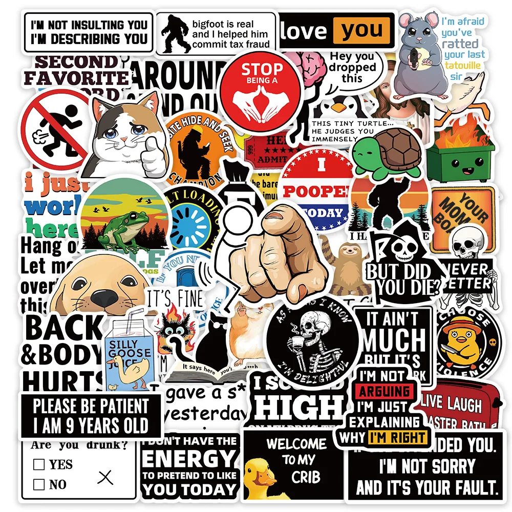 

50Pcs Funny Stickers Prank Meme DIY Stickers Scrapbooking Phone Luggage Skateboard Waterproof Graffiti Decals