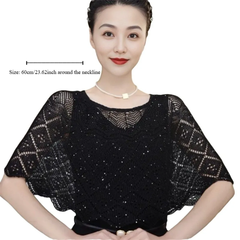 Chal de ganchillo de estilo Vintage a la moda, collares falsos tejidos, envoltura de hombro, drapeado de hombro calado, estilo coreano