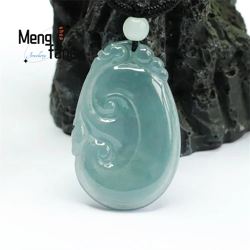 Natural Jadeite Blue Water Ruyi Jade Pendant Exquisite Elegant Simple High-grade Exquisite Luxury Quality Jewelry Holiday Gifts