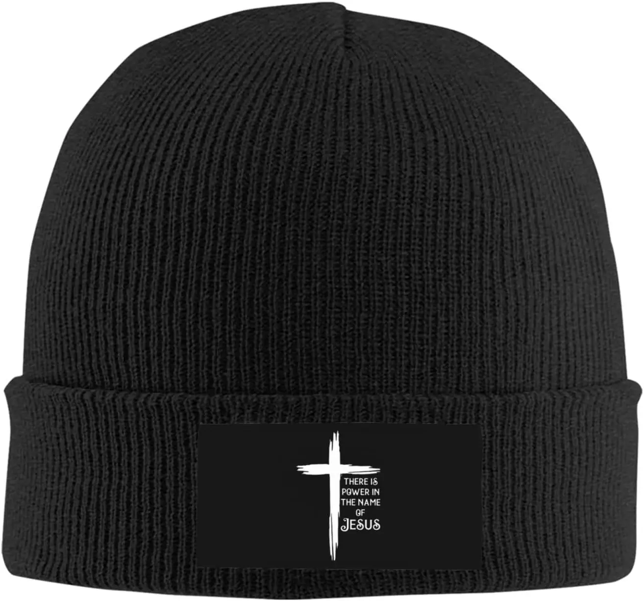 There is Power in The Name of Jesus Beanie for Men Women Black Winter Hat Warm Knit Cuffed Beanies