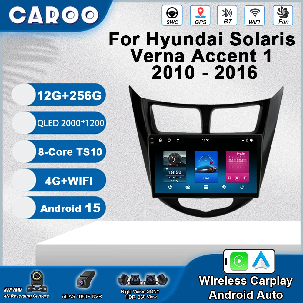 

Android 15 Carplay Car Radio For Hyundai Solaris Verna Accent 1 2010 - 2016 Multimedia Player No 2 Din GPS 4G DVD Head Unit