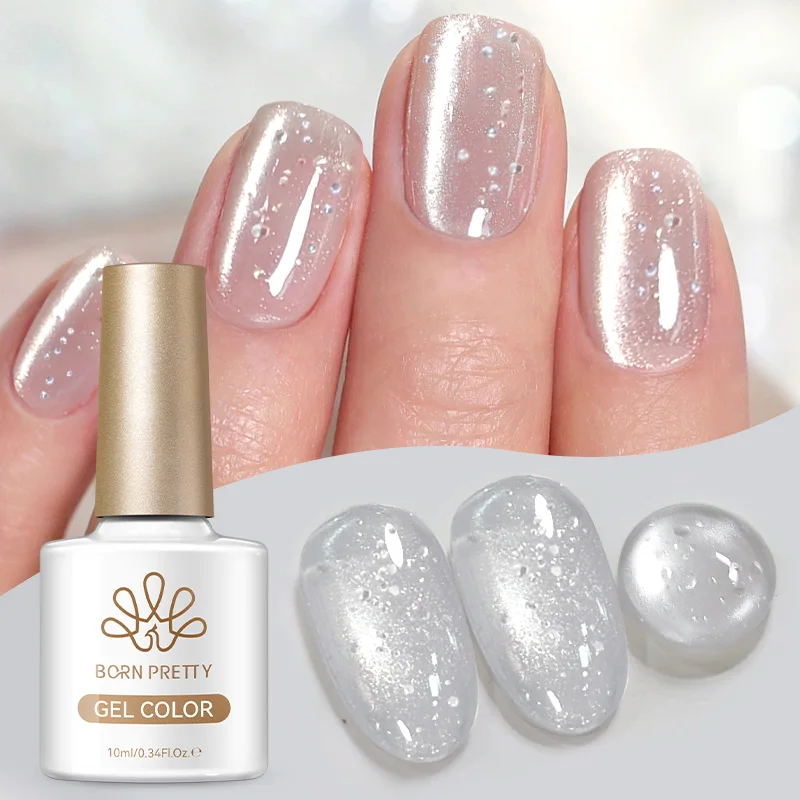 BORN PRETTY 1 Bottle 10ml Bubbly Crystal Cat Magnetic Gel Polish Blue Sliver Ultra Shine Soak Off UV Gel Nail Art Varnish