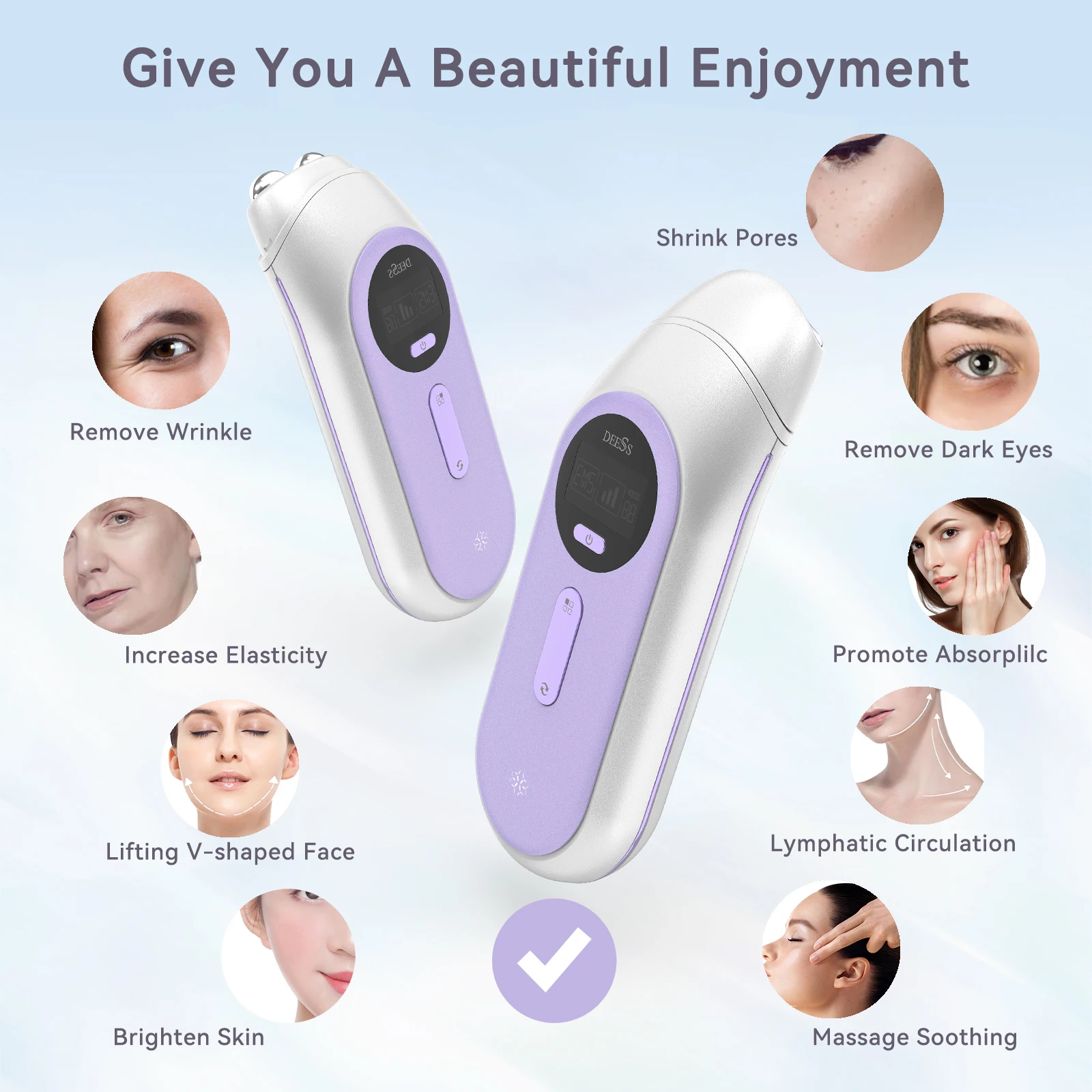 جهاز DEESS GP520 للوجه مكركرنت - أنواع، يقلل من الرفع الفوري لجميع أنواع البشرة ويخفي الهالات السوداء ويقلل الانتفاخ وتنعيمها
