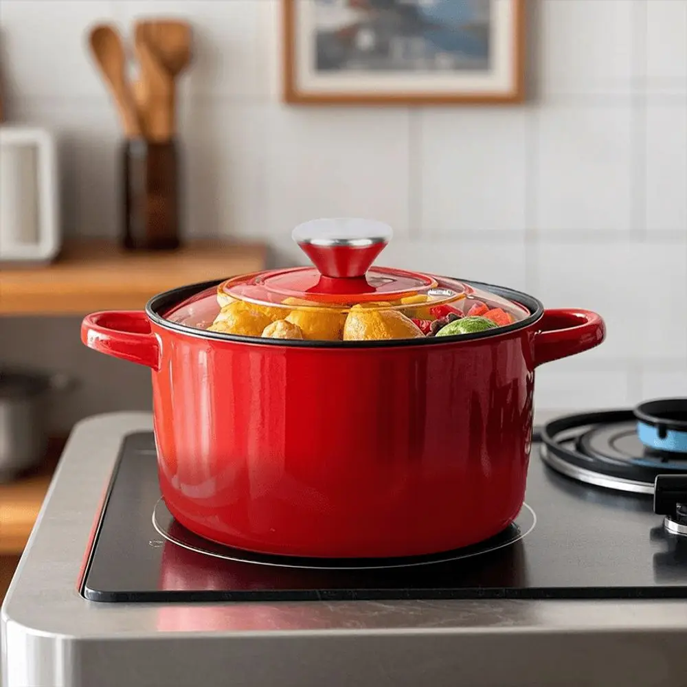 

Cast Iron Dutch Oven With Lid-2.1QT Enamelled Pot Nonstick-Double Handle,Heavy Duty & Oven Up To 500° F For Bread Baking