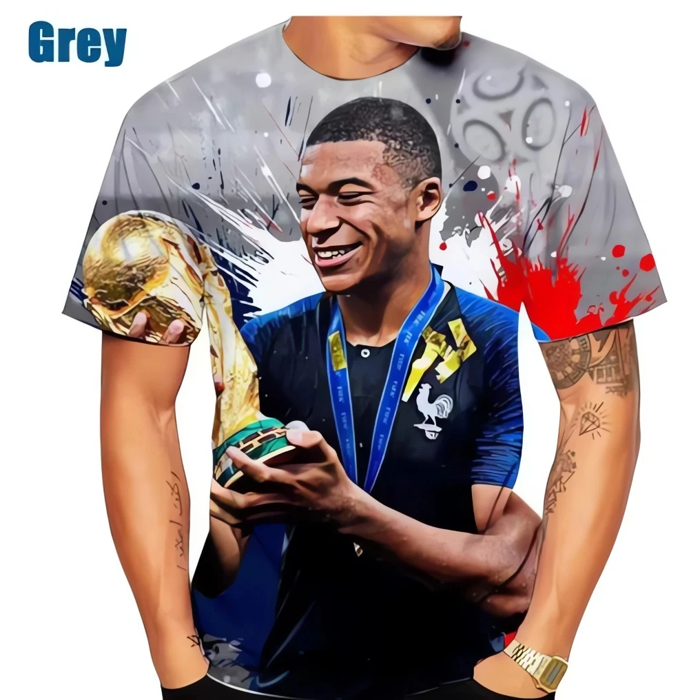 Official Hot Selling Kylian Mbapp é Football Player Fan men's Casual 3D Printed Short Sleeved Summer Fashion Personality