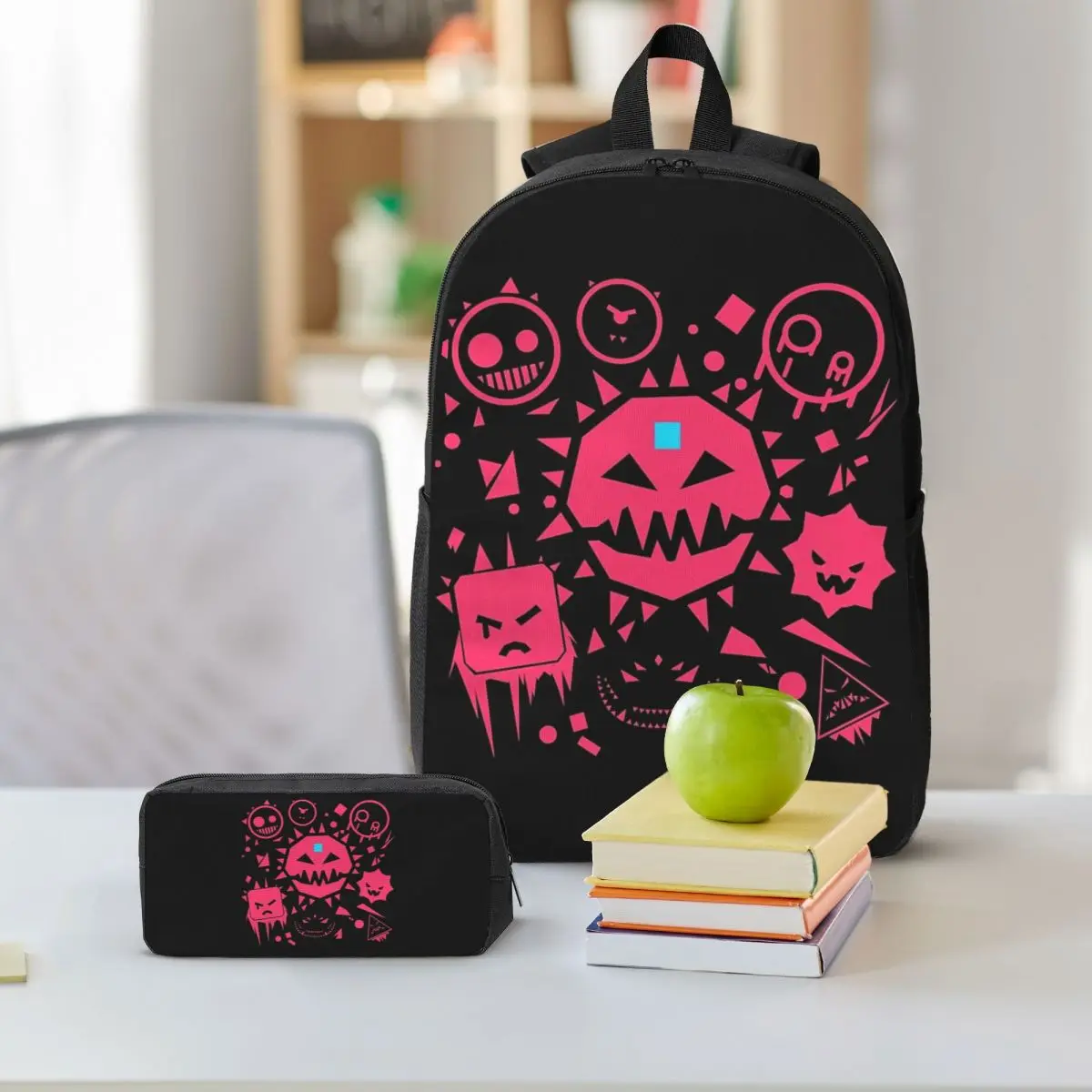 Just Shapes And Beats Design Backpack Student BookBag School Bag Computer Shoulder Bags 3ps Insulated Lunch Bag Pencil Case